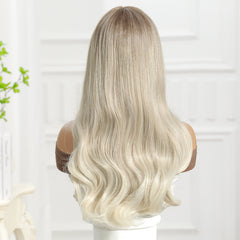Synthetic Platinum Blonde with Fringe Extra Long Curly 26