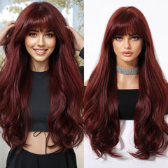 Synthetic Wine Red Extra Long Curly 26