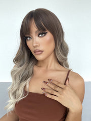 Synthetic Dark Brown Roots to Light Blonde Long Wavy 22