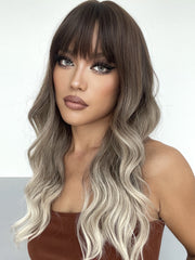 Synthetic Dark Brown Roots to Light Blonde Long Wavy 22