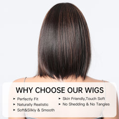 Synthetic Brown with Bangs Medium Straight Bob 10