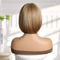 Synthetic Caramel Beige Medium Straight Bob 10