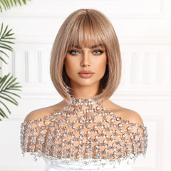 Synthetic Light Blonde Medium Bob 12
