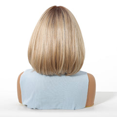 MONO Blonde with Wine Red Roots Short Bob 10