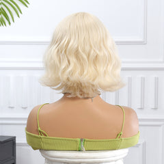 Synthetic Platinum Blonde Medium Wavy Bob 10