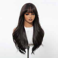 Synthetic Dark Brown Long Curly 24