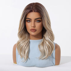 MONO Wine Red Roots to Blonde Long Curly 16