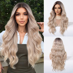 LaceFront Blonde with Brown Top Extra Long Wavy 26