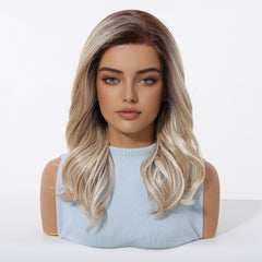 MONO Wine Red Roots to Blonde Long Curly 16