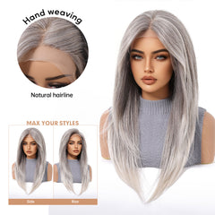 LaceFront Grey Long Straight 22