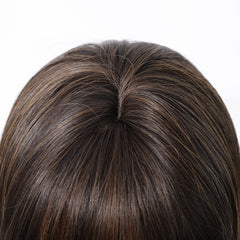 Synthetic Brown with Bangs Long Straight 22