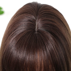 Synthetic Light Brown with Bangs Medium Straight 14