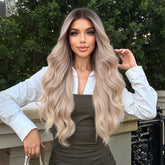 LaceFront Blonde with Brown Top Extra Long Wavy 26