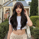 Synthetic Dark Brown Long Curly 24