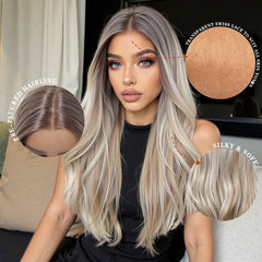 LaceFront Brown Top to Blonde End Extra Long Curly 26