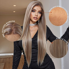 LaceFront Blonde & Brown Extra Long Straight 30