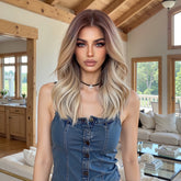 MONO Wine Red Roots to Blonde Long Curly 16