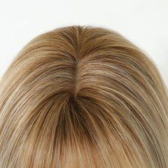 Synthetic Platinum Blonde with Dark Roots with Bangs Extra Long Straight  26