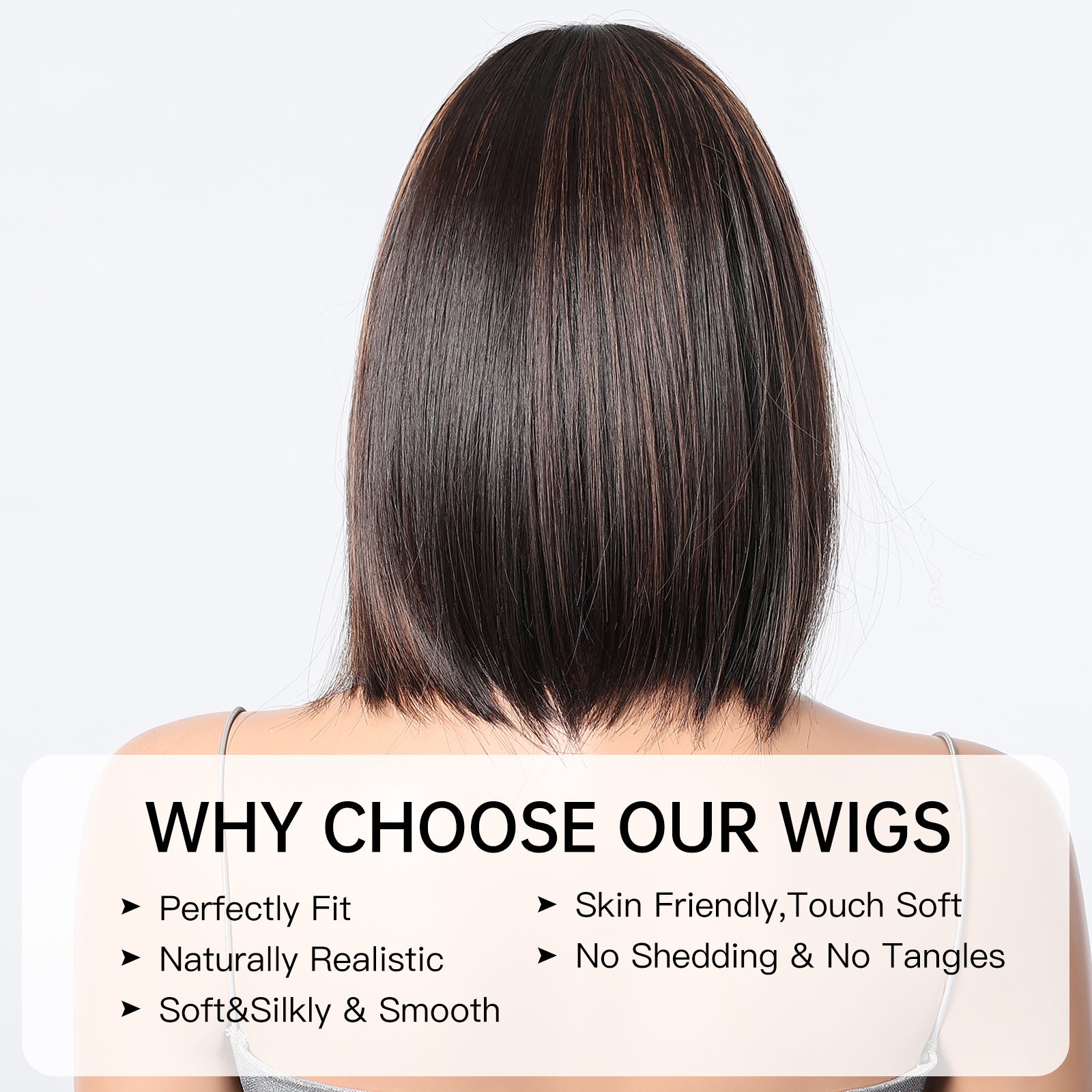 Synthetic Brown with Bangs Medium Straight Bob 10