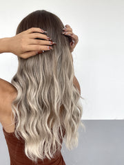 Synthetic Dark Brown Roots to Light Blonde Long Wavy 22