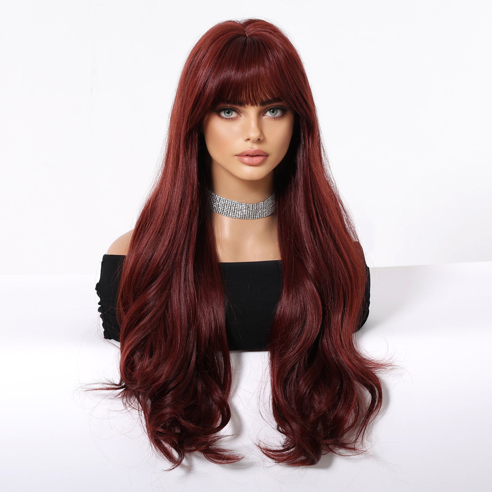 Synthetic Wine Red Extra Long Curly 26