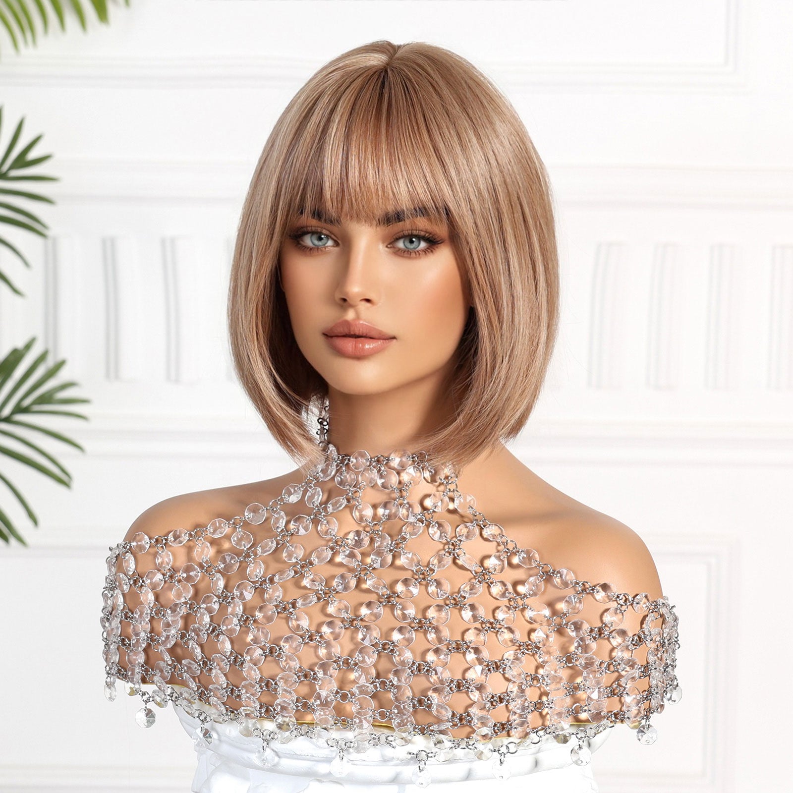 Synthetic Light Blonde Medium Bob 12