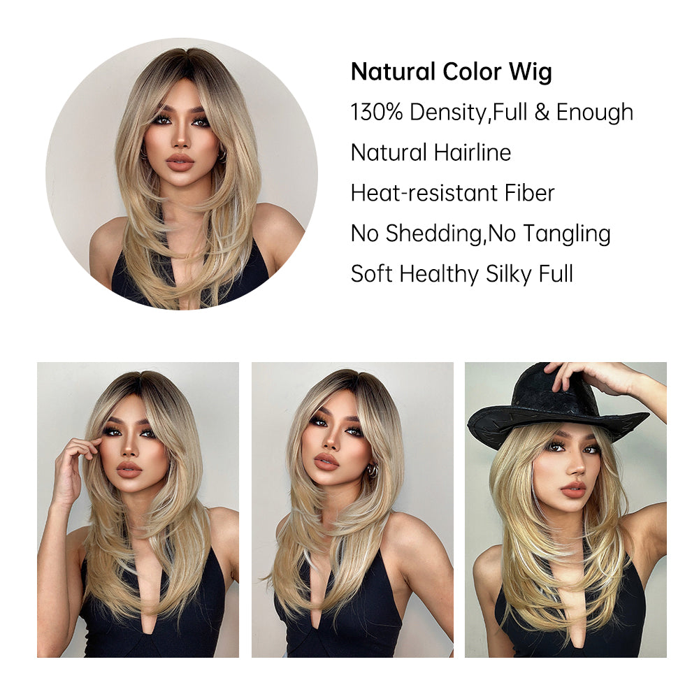 Synthetic Ash Blonde with Dark Roots Long Curly 20