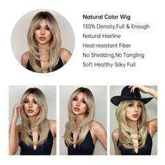 Synthetic Ash Blonde with Dark Roots Long Curly 20