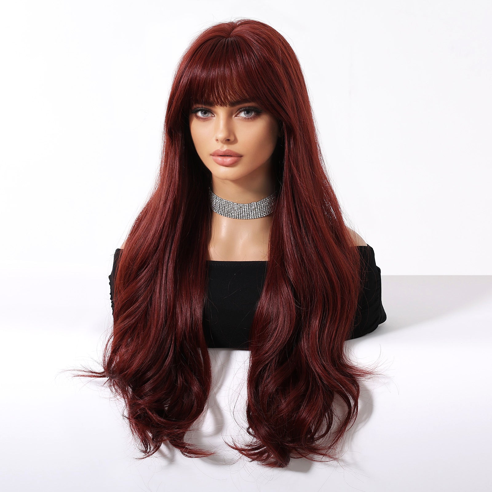 Synthetic Wine Red Extra Long Curly 26