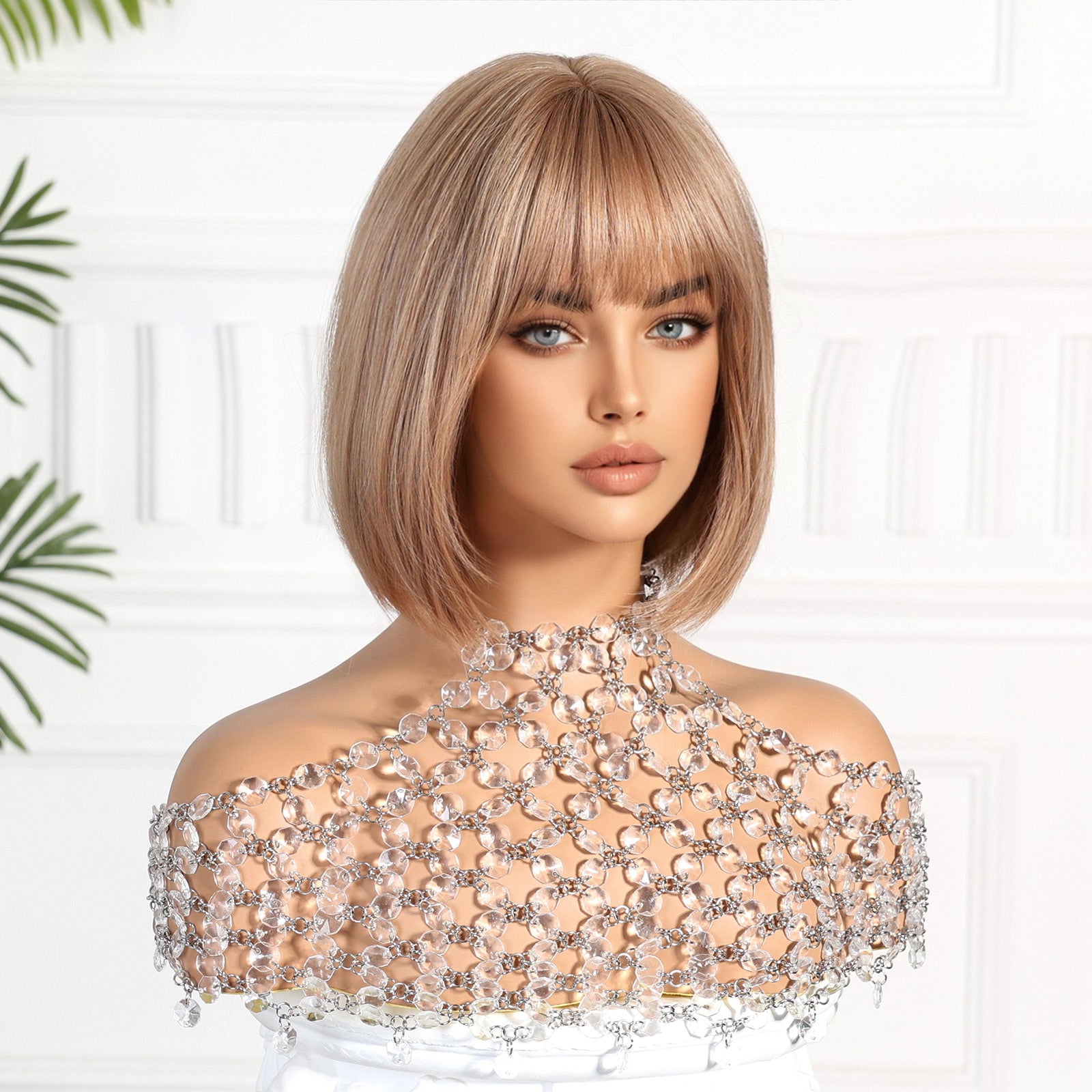 Synthetic Light Blonde Medium Bob 12