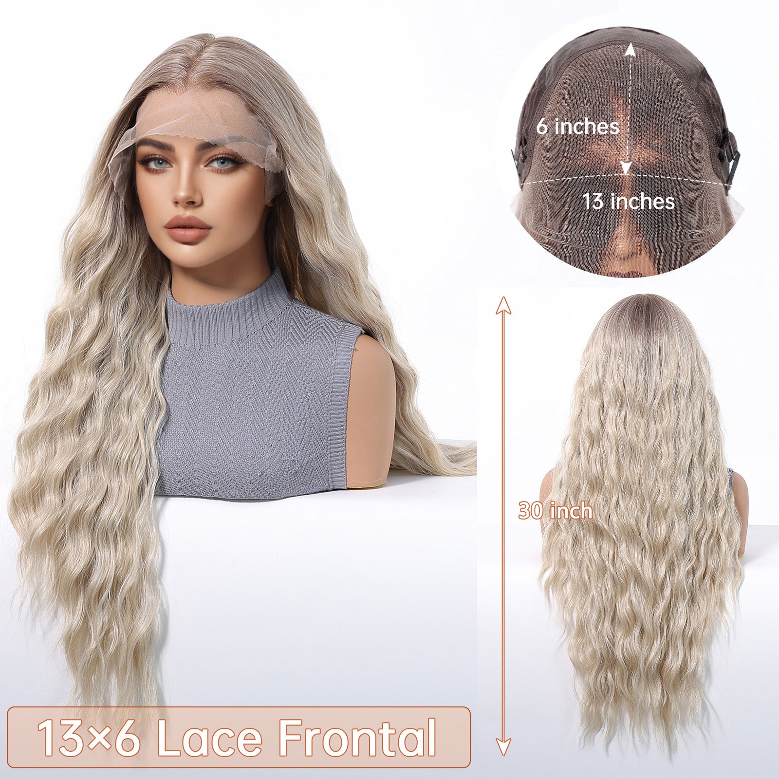 LaceFront Platinum Blonde Extra Long Wavy 30