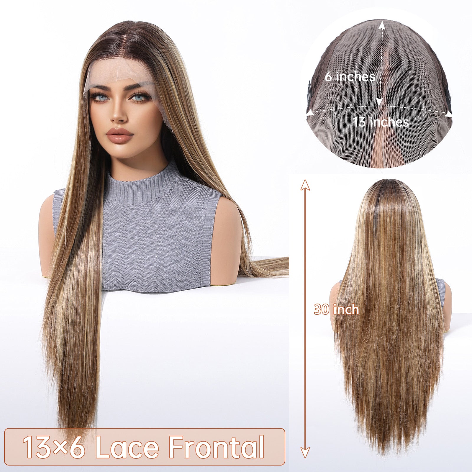 LaceFront Brown & Gold Extra Long Straight 30