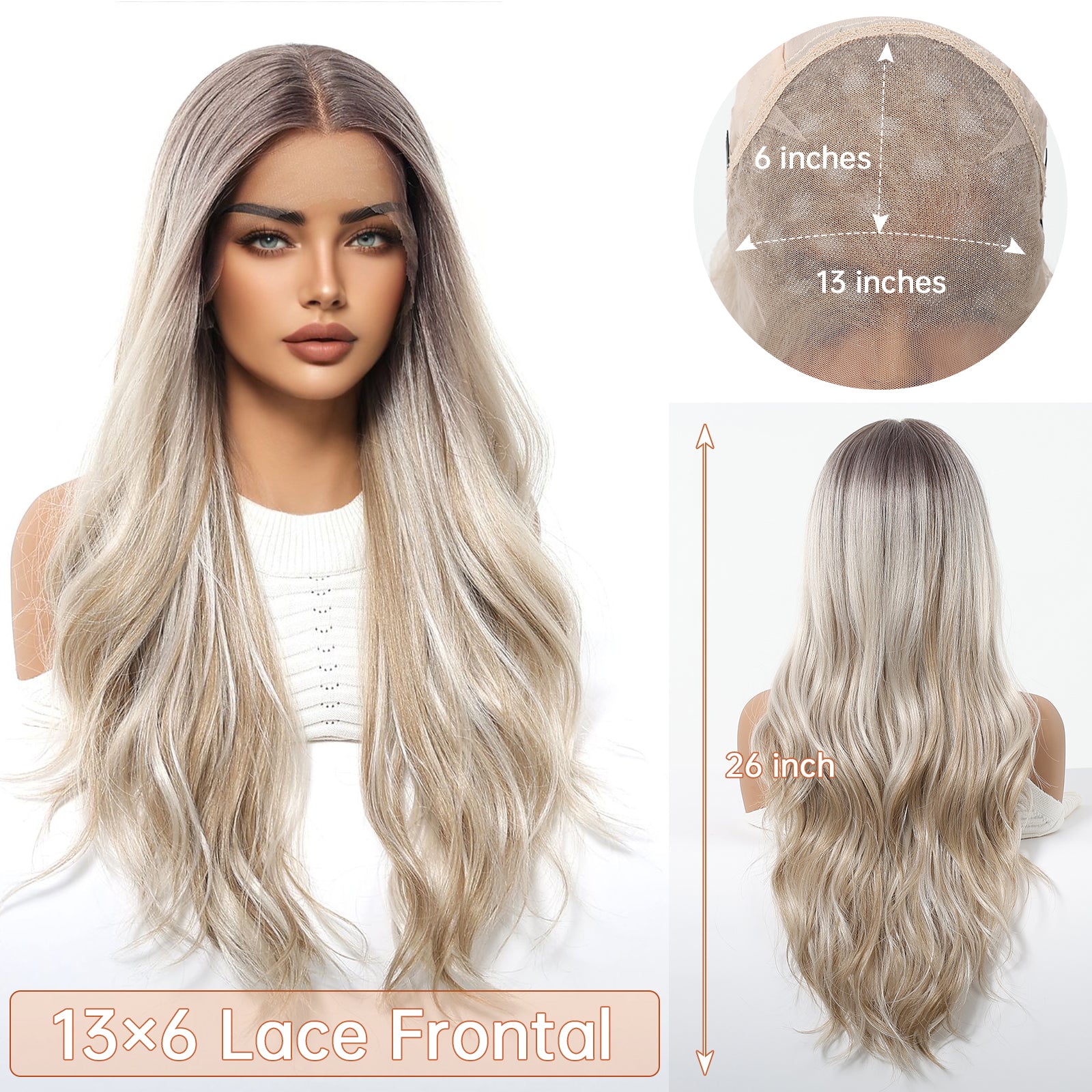 LaceFront Brown Top to Blonde End Extra Long Curly 26