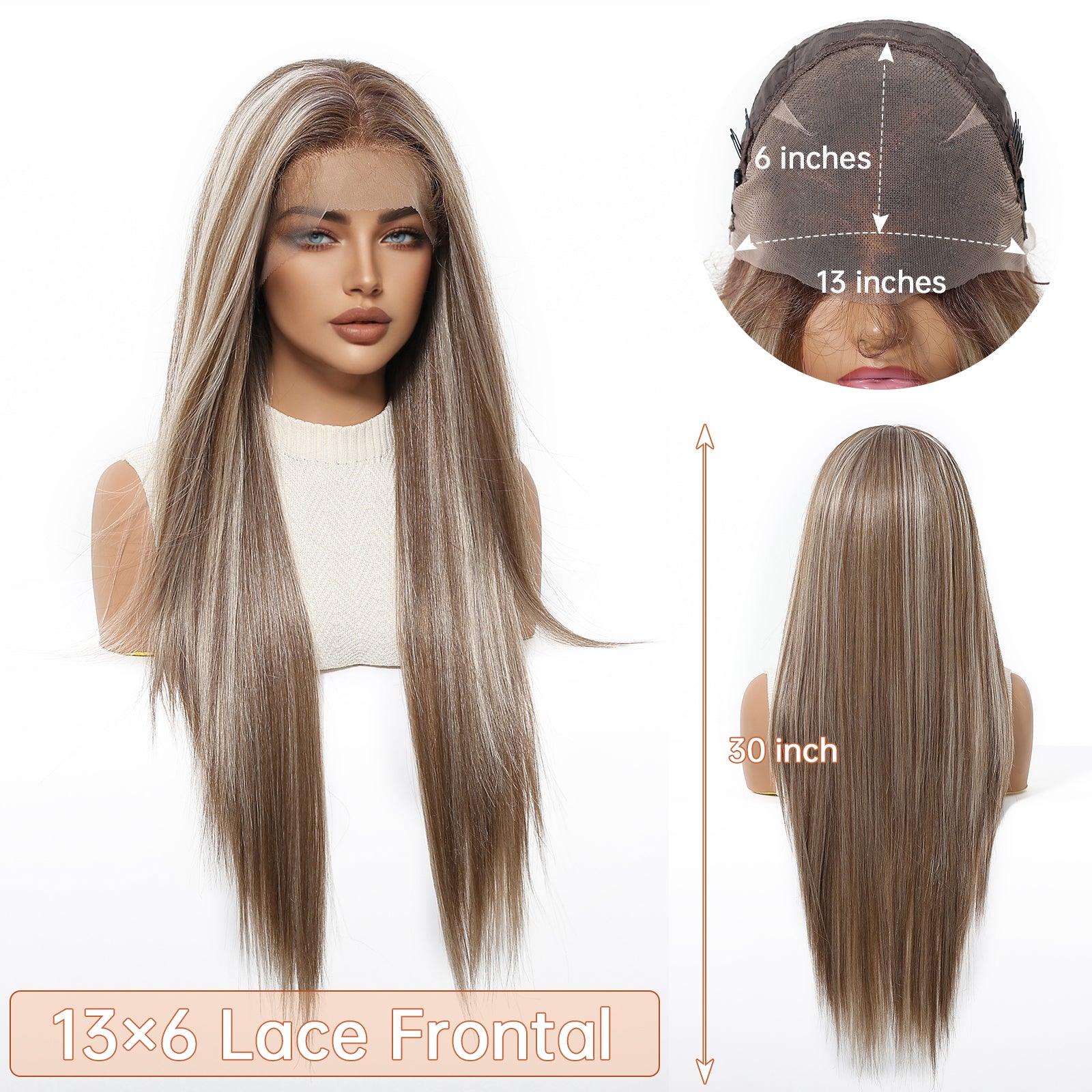 LaceFront Blonde & Brown Extra Long Straight 30