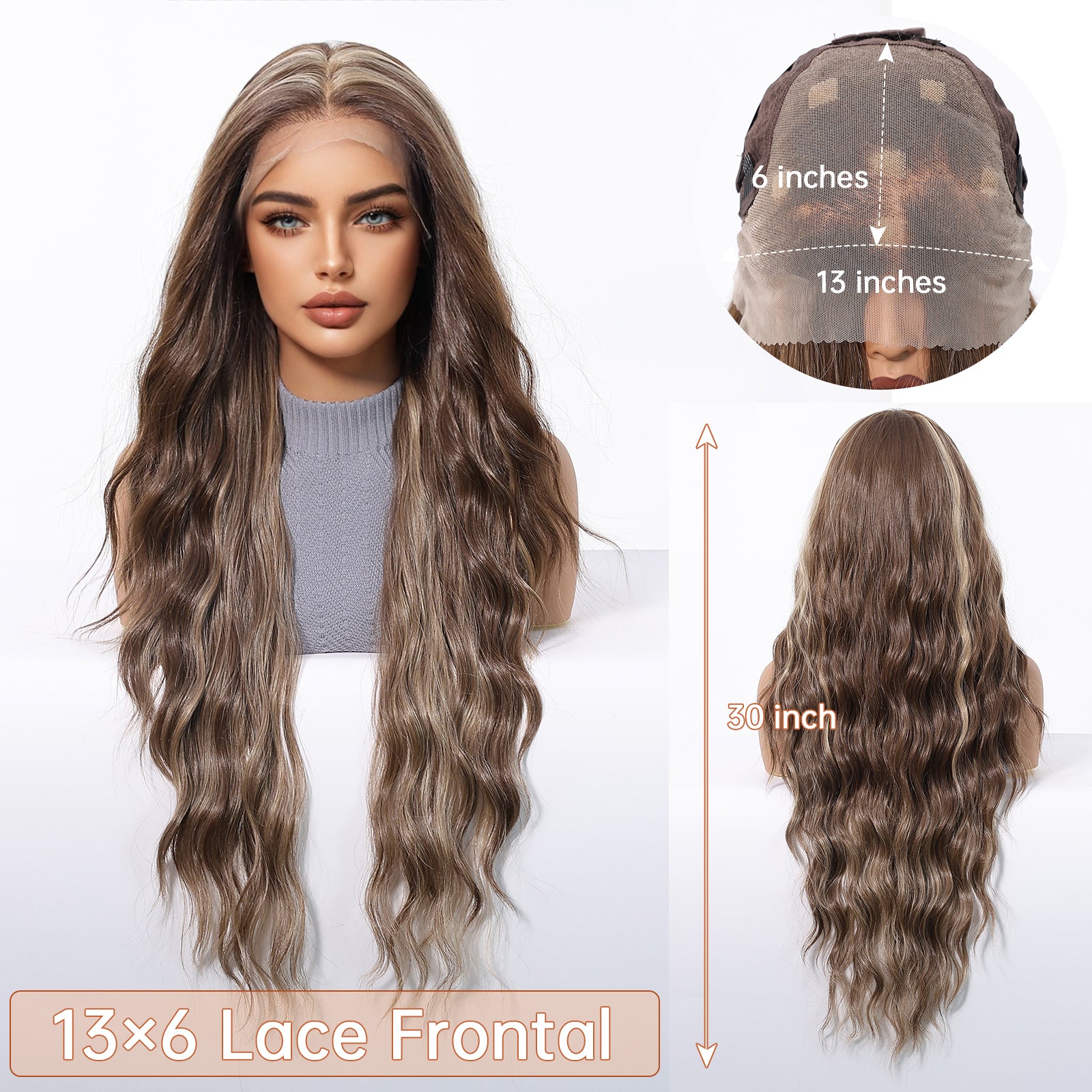 LaceFront Brown & Blonde Extra Long Wavy 30