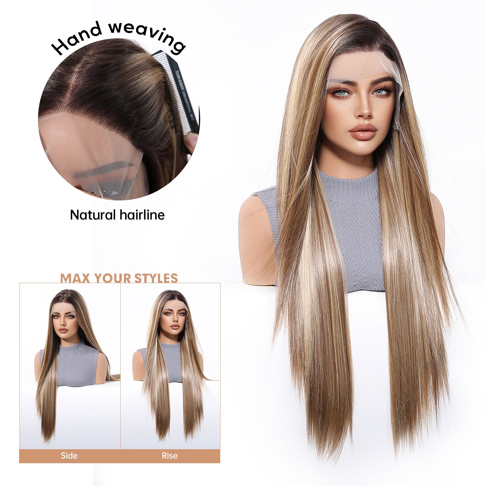 LaceFront Brown & Gold Extra Long Straight 30