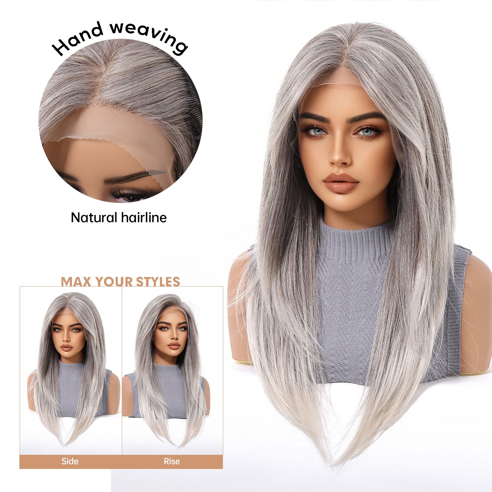 LaceFront Grey Long Straight 22