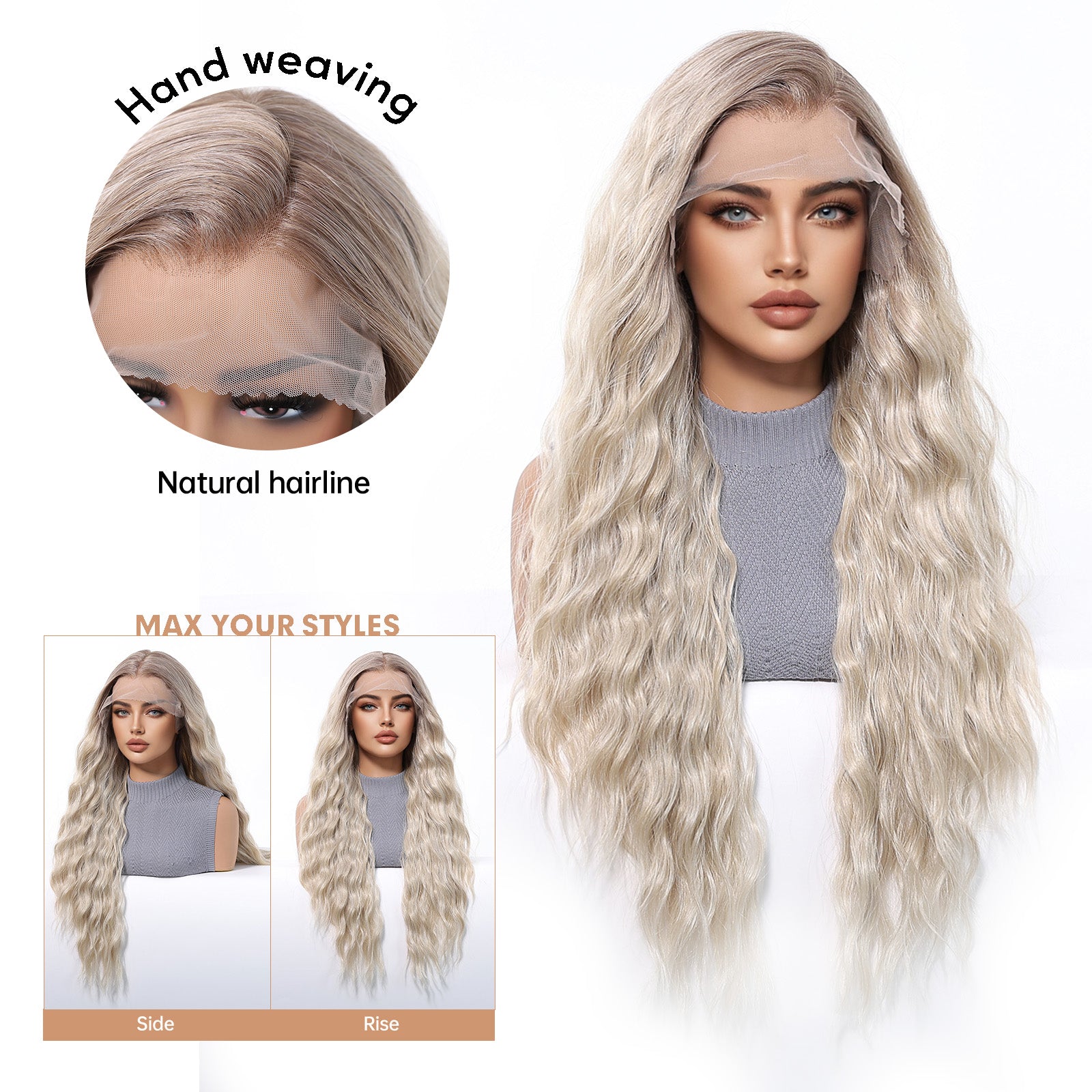 LaceFront Platinum Blonde Extra Long Wavy 30