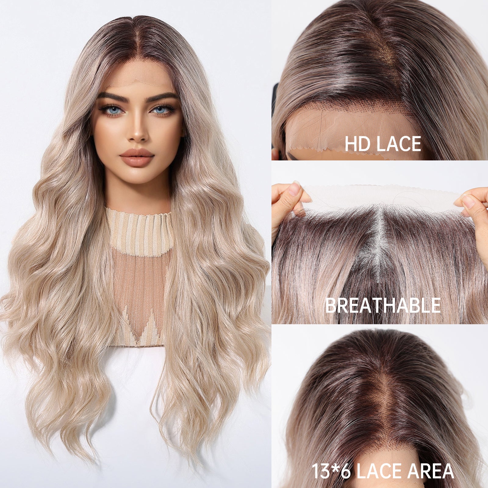 LaceFront Blonde with Brown Top Extra Long Wavy 26