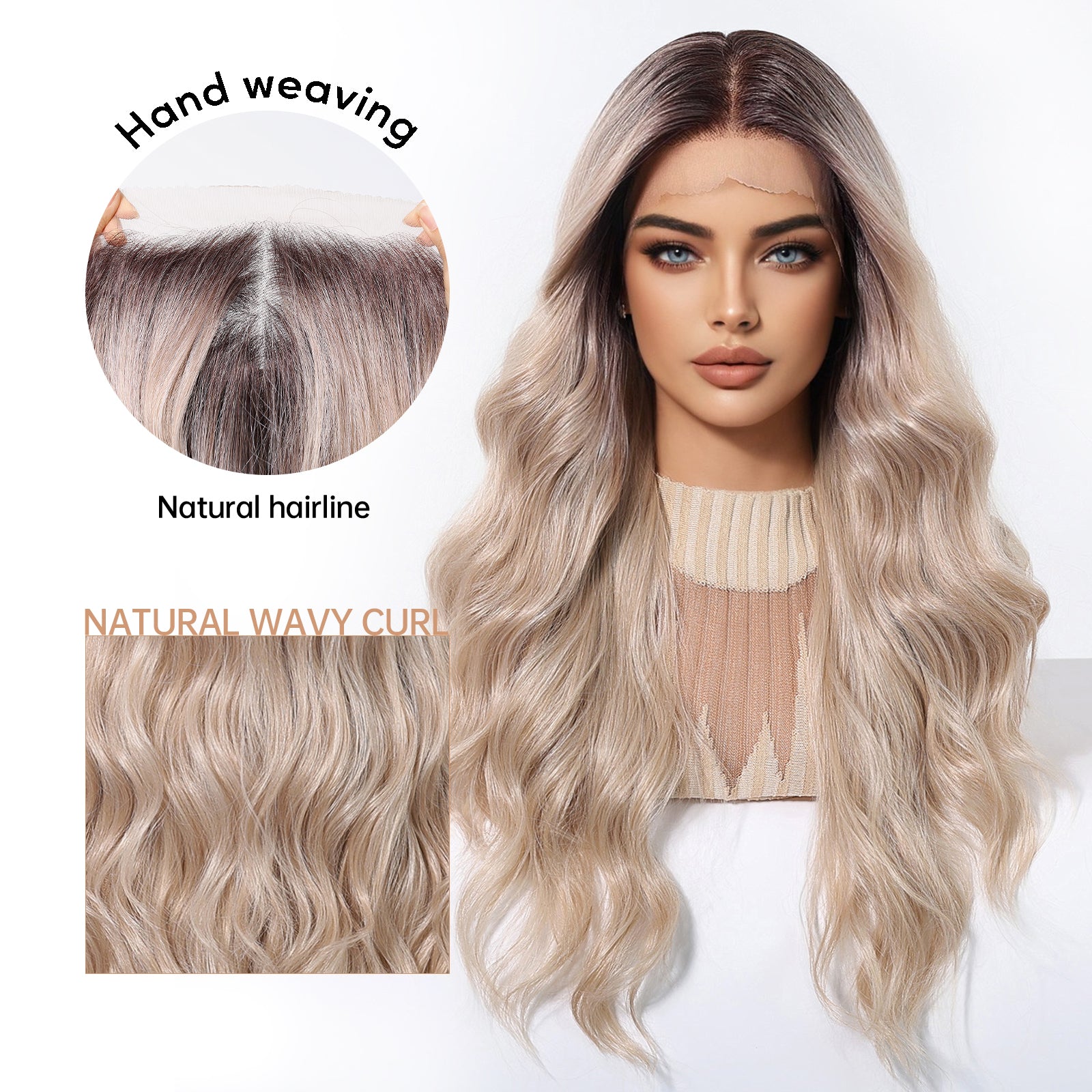 LaceFront Blonde with Brown Top Extra Long Wavy 26