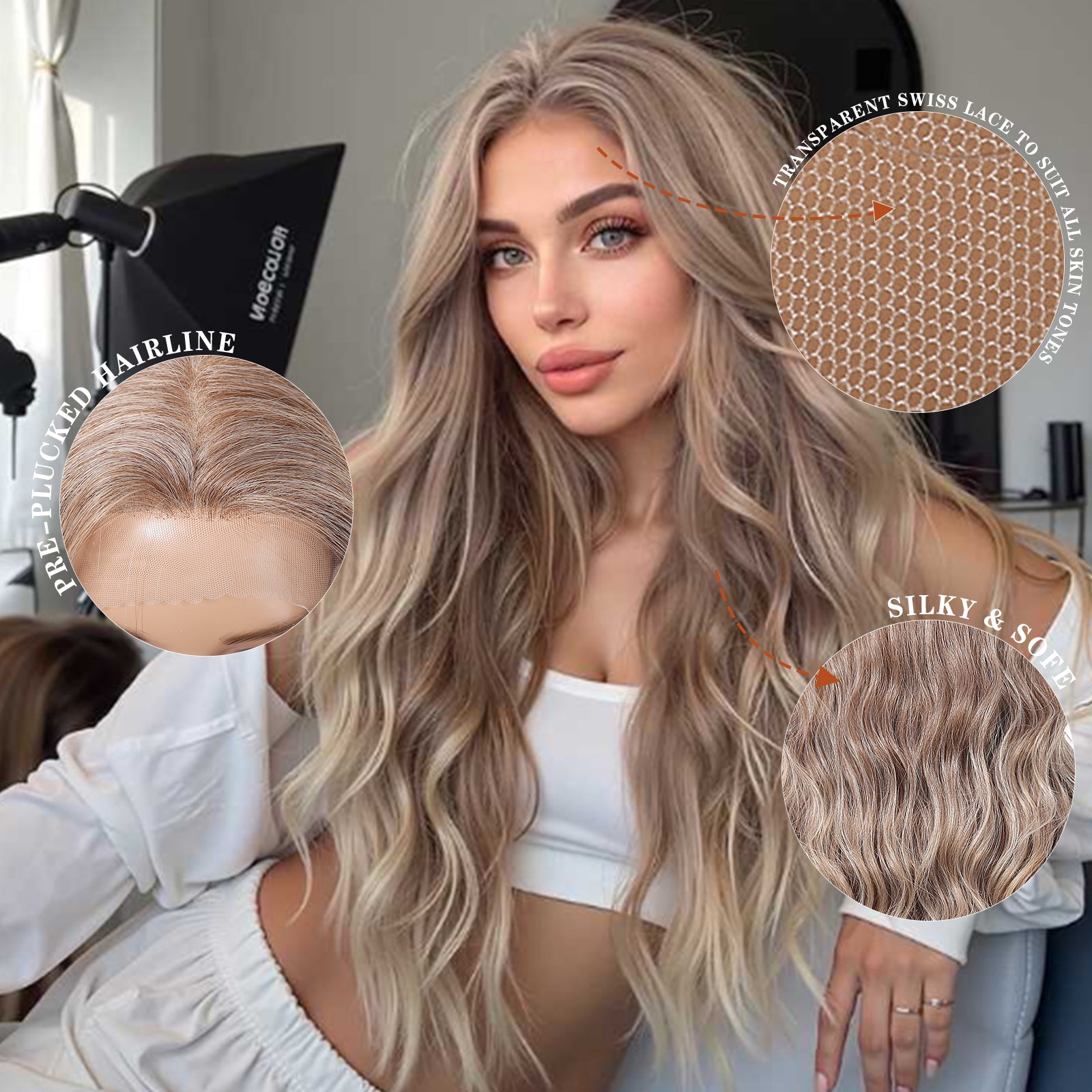 LaceFront Champagne Gold Extra Long Wavy 26
