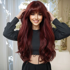 Synthetic Wine Red Extra Long Curly 26