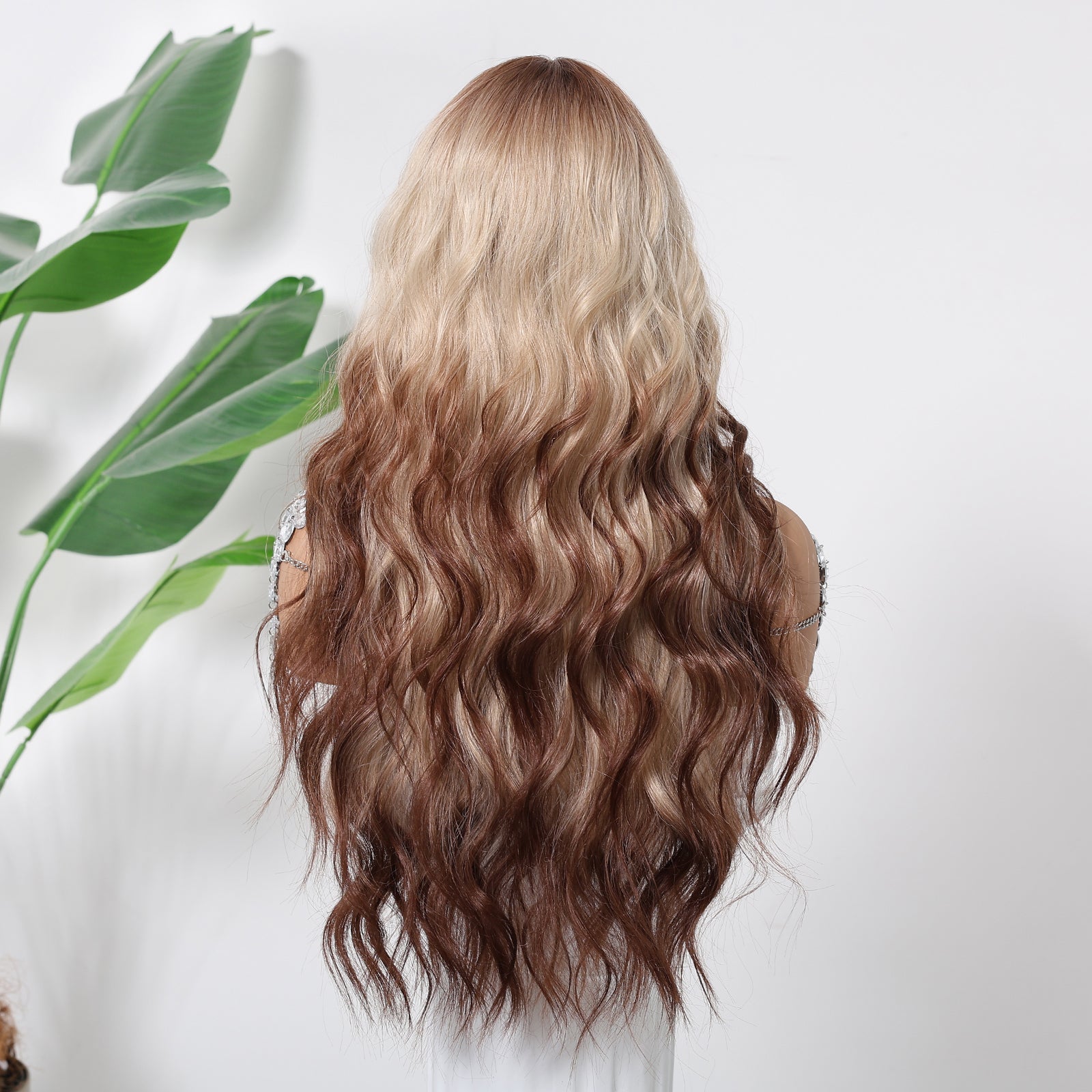 Synthetic Light Blonde with Brown Top and End Extra Long Wavy  26