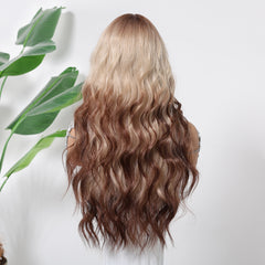 Synthetic Light Blonde with Brown Top and End Extra Long Wavy  26