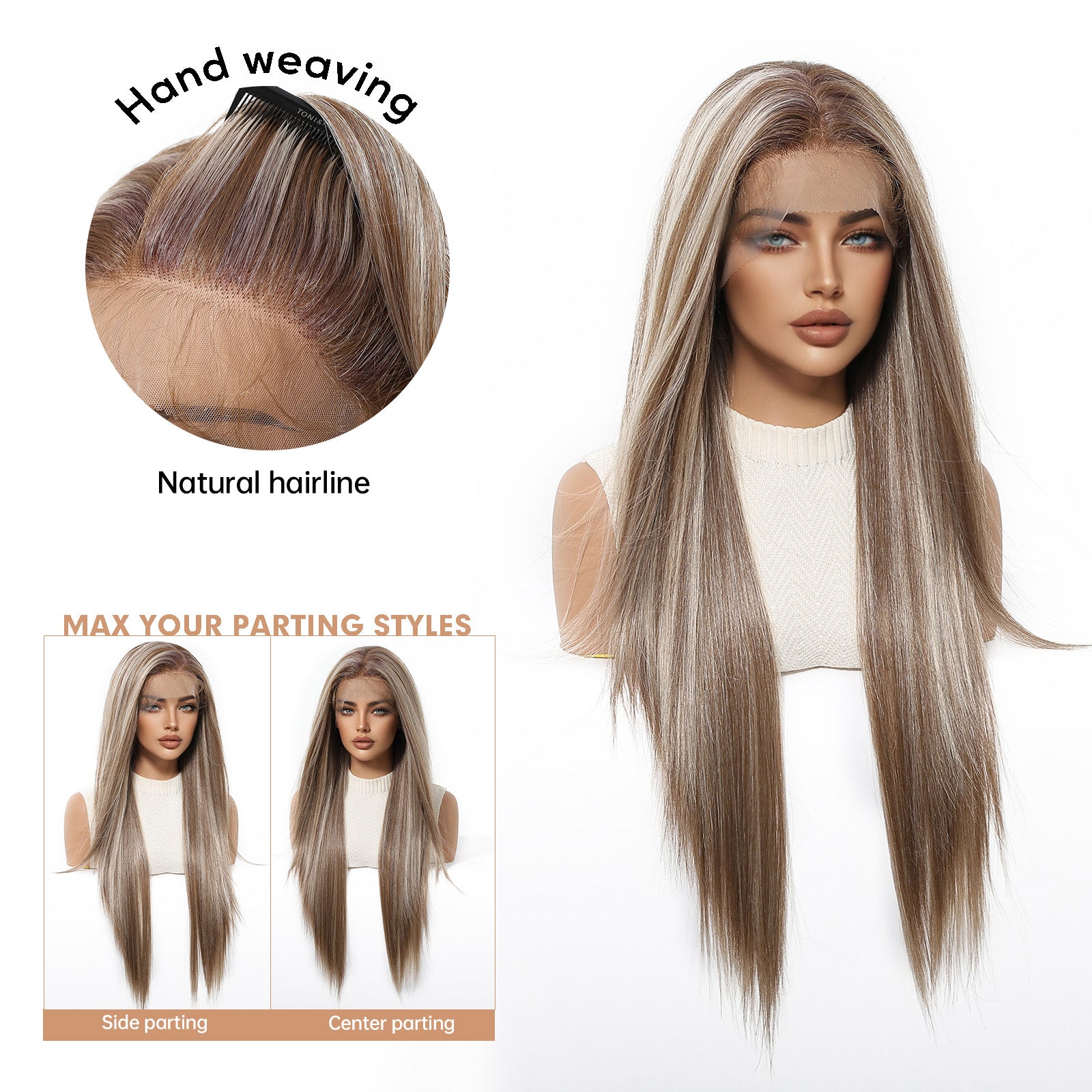 LaceFront Blonde & Brown Extra Long Straight 30